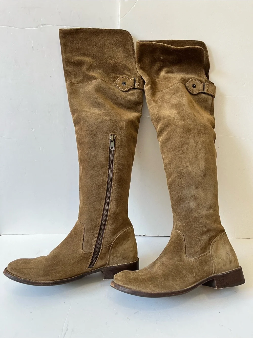 Frye Shirley Women's Suede brown tan cognac Over-the-Knee Riding Boots size 7B